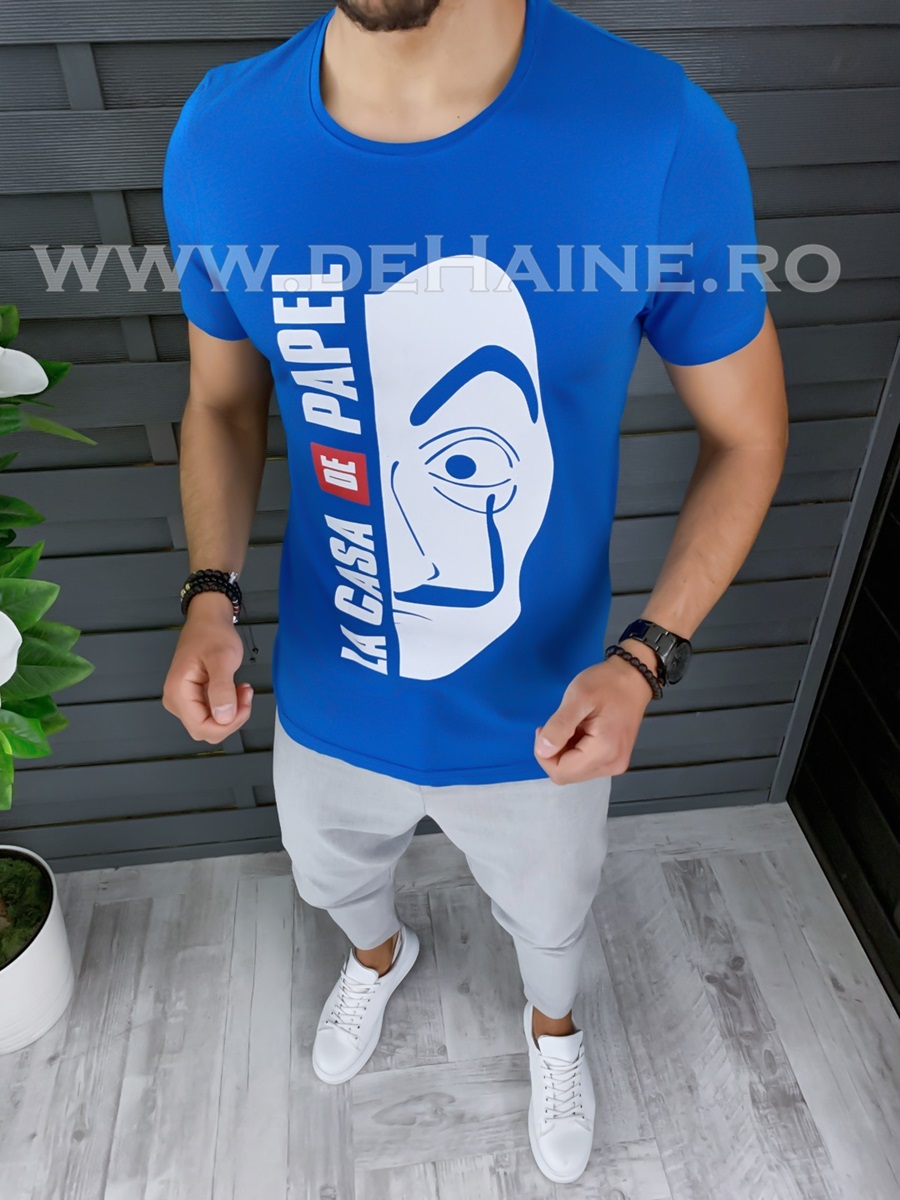 Tricou barbati albastru slim fit zr b1008 p9-2